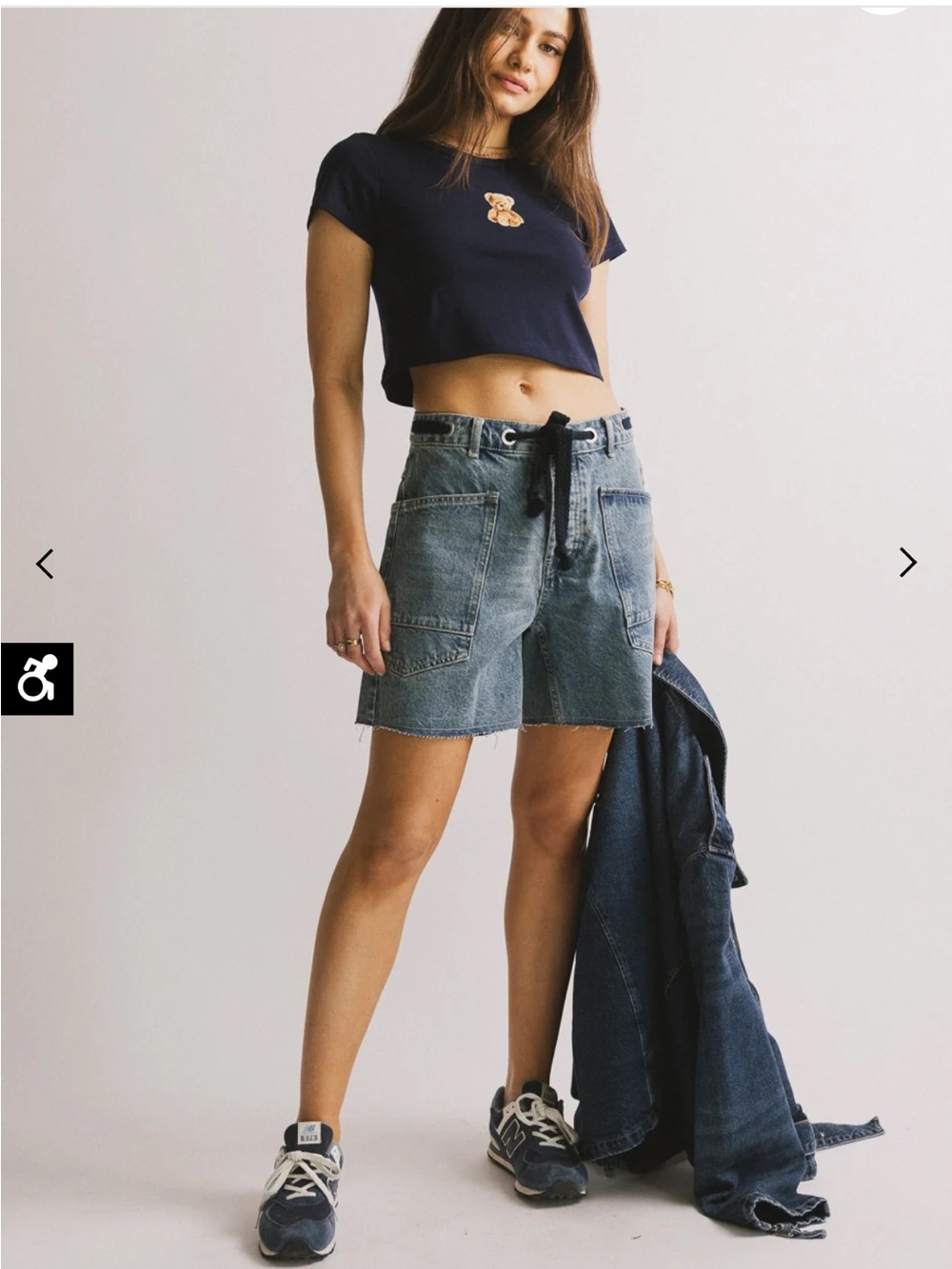 Denim Utility Shorts - Blue missing drawstring